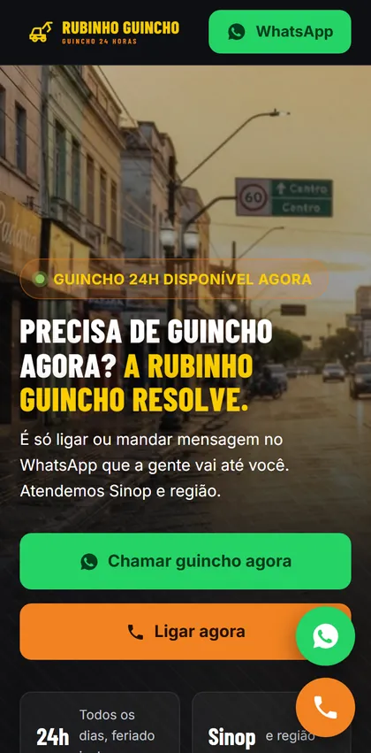 Site de demonstração Rubinho Guincho, de Sinop