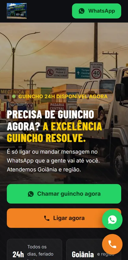 Site de demonstração Excelência Guincho, de Goiânia